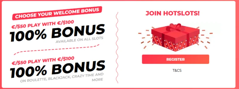 HotSlots online casino -welcome bonuses