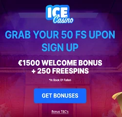 Ice Casino bonus promo code - 50 Free Spins (25 euro)